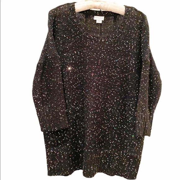 Jaclyn Smith Black Sweater Colored Sequins Large - Picture 1 of 8